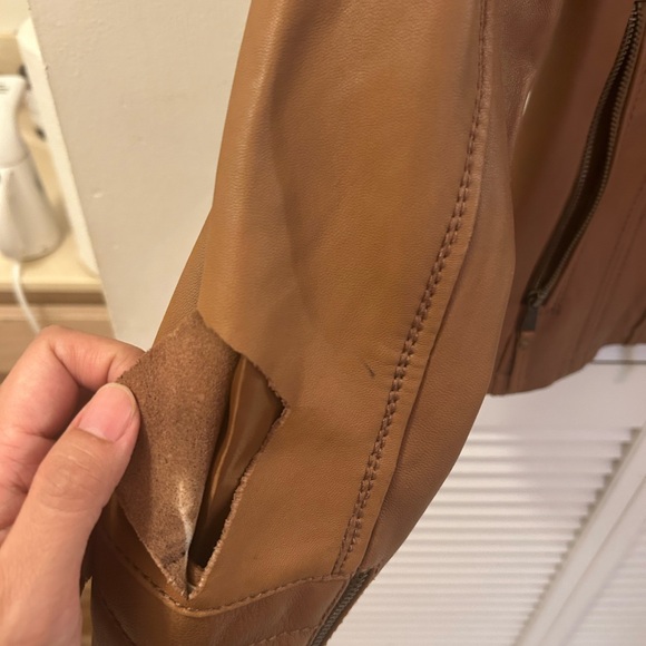 Michael Kors Moto Brown Leather Jacket - M - Picture 8 of 8